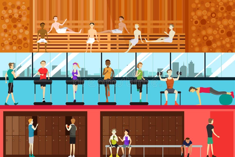 Scena interna della palestra royalty illustrazione gratis Scena interna della palestra royalty illustrazione gratis