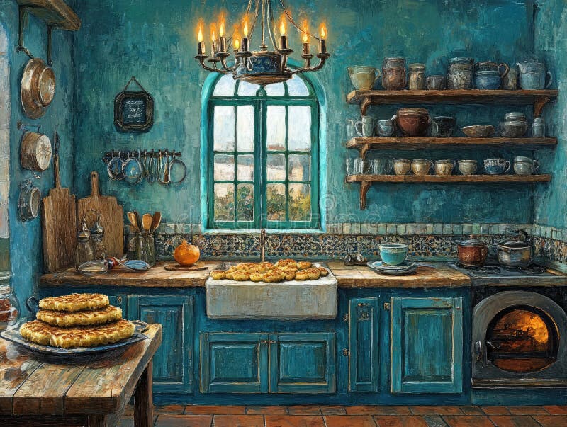 Scena kuchenna Hanukkah Świąteczne latkes i tradycje kulinarne w przytulnym domu z rustykalnym urokiem uchwycającym istotę ilustracja wektor