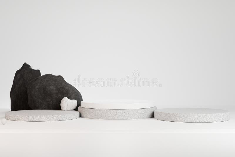 Scena minima astratta con forme geometriche. rendering 3d sfondo bianco illustrazione vettoriale