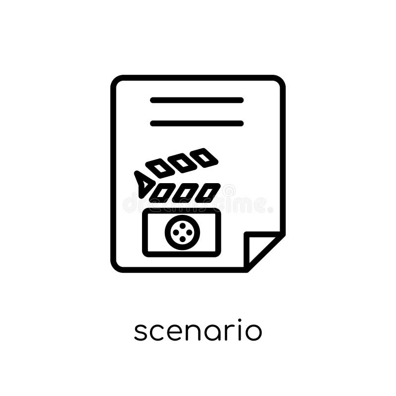 Scenario Icon Trendy Modern Flat Linear Vector Scenario Icon On Stock Vector Illustration Of Text Word