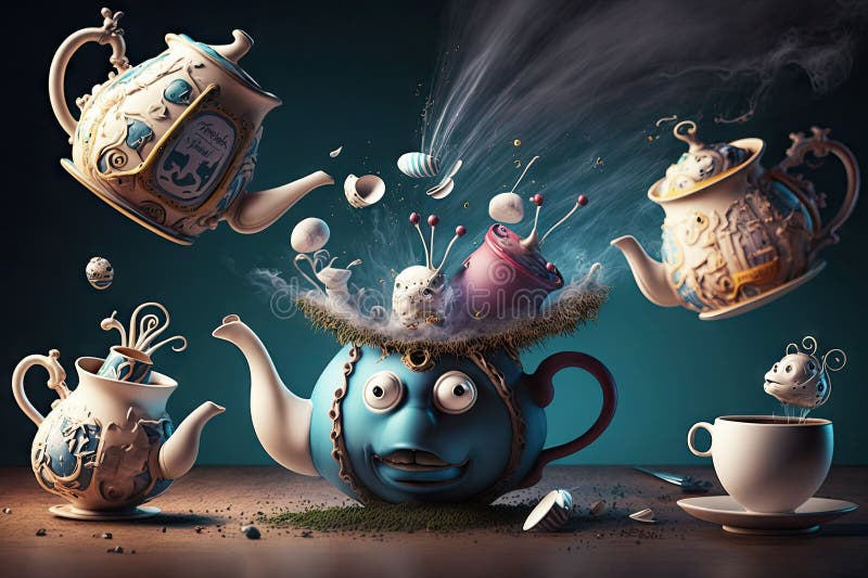 Alice in wonderland tea party blue tea Stock Photo - Alamy