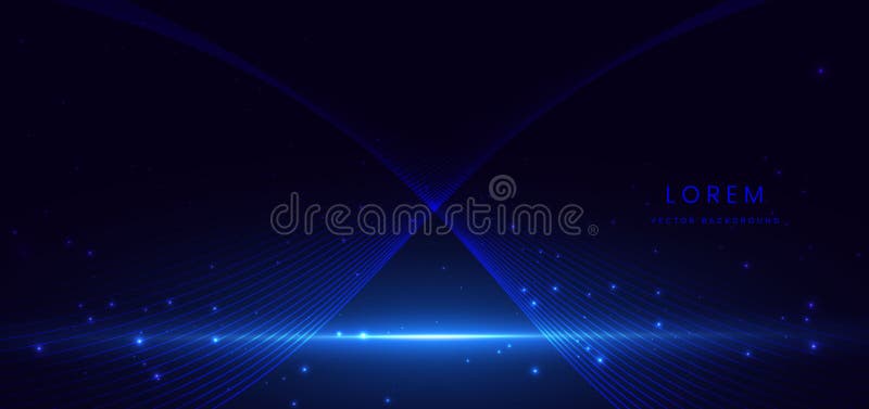 Scene blue lines on dark background with effect glowing. Futuristic backdrop design concept vector illustration