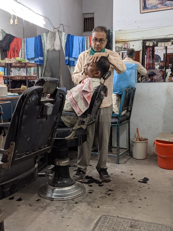 Customers In Local Barber Shop Stock Photo - Download Image Now