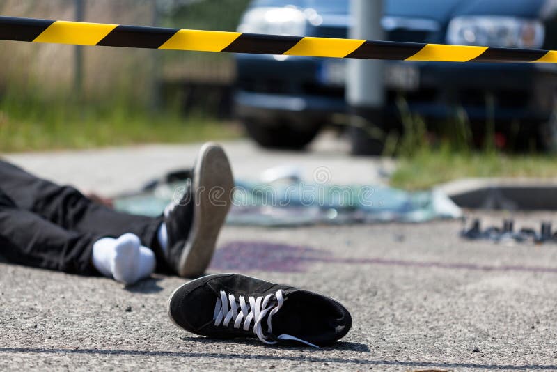 Close-up of a scene of a car crash, horizontal