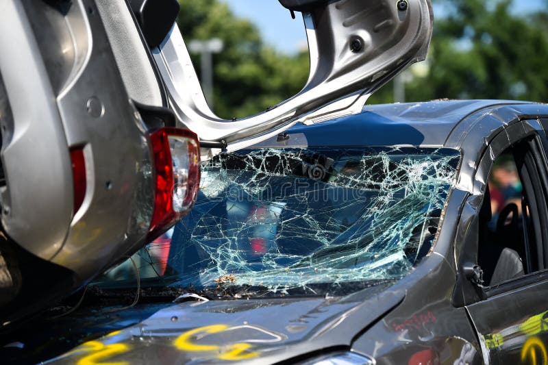 Scene of a car crash and emergency rescue service royalty free stock images