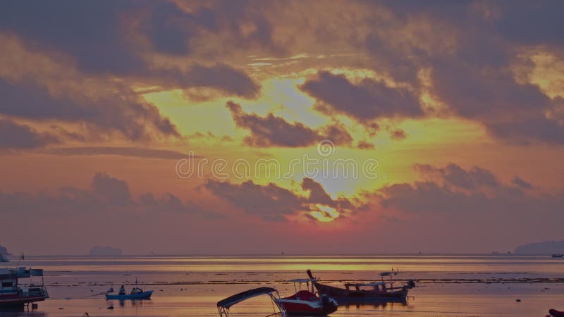 The Scene of a Cloud in the Beautiful Sky Atop the Fishing Boats Stock ...