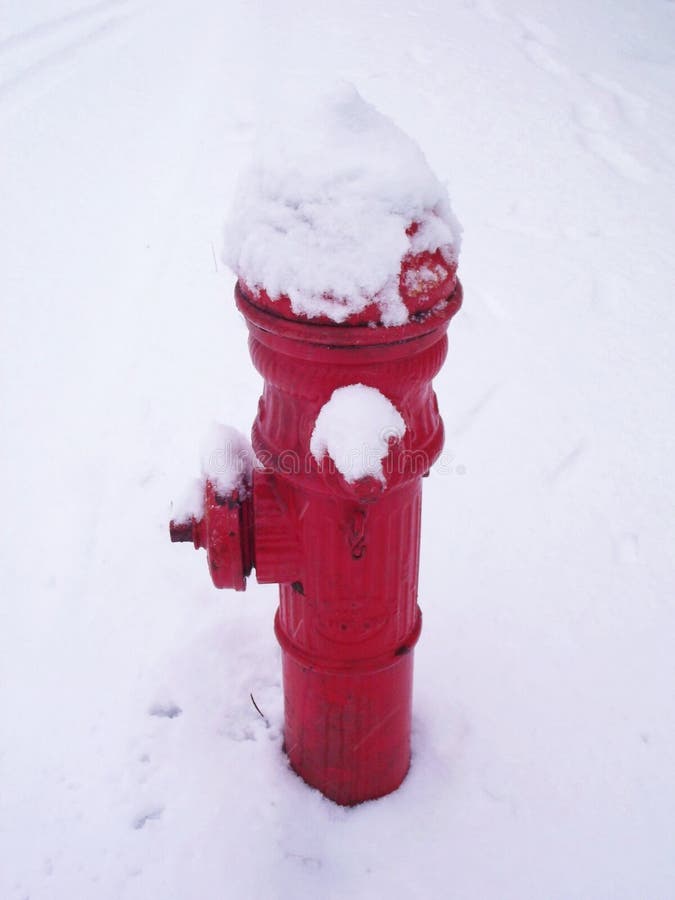 Snow Scene Picture of Red Fire Hydrant. Snow Scene Picture of Red Fire Hydrant