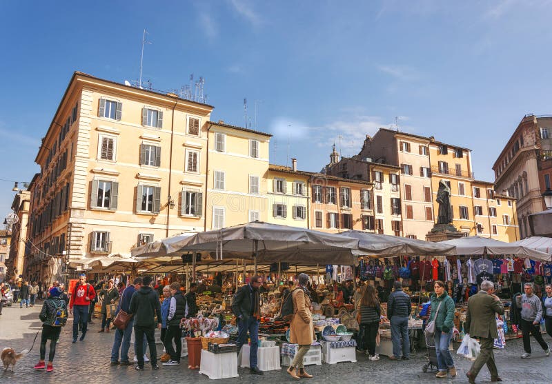 Scene Frome Campo De Fiori Historical Street Market in Rome Editorial ...