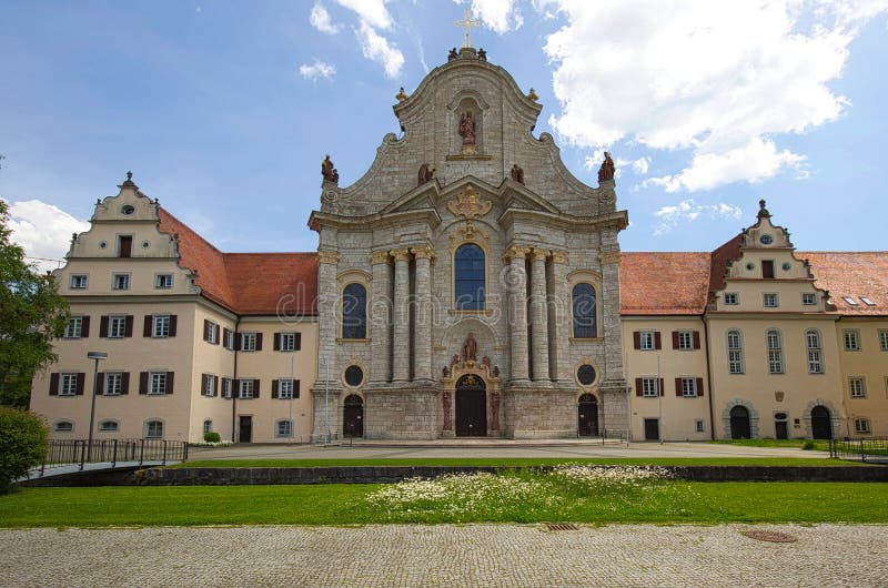 Entrance to Munster Zwiefalten, one of the most beautiful rococo style churches on the Upper Swabian Baroque Route. royalty free stock image Entrance to Munster Zwiefalten, one of the most beautiful rococo style churches on the Upper Swabian Baroque Route. royalty free stock image