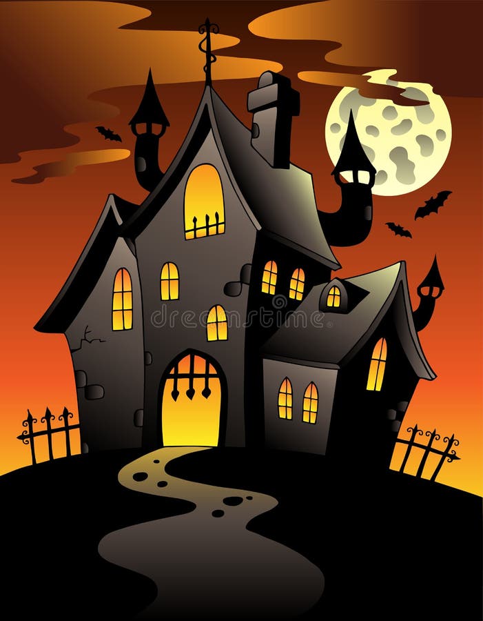 Halloween Mansion, Halloween Horror Castle Color Isolated Vector Icon ...