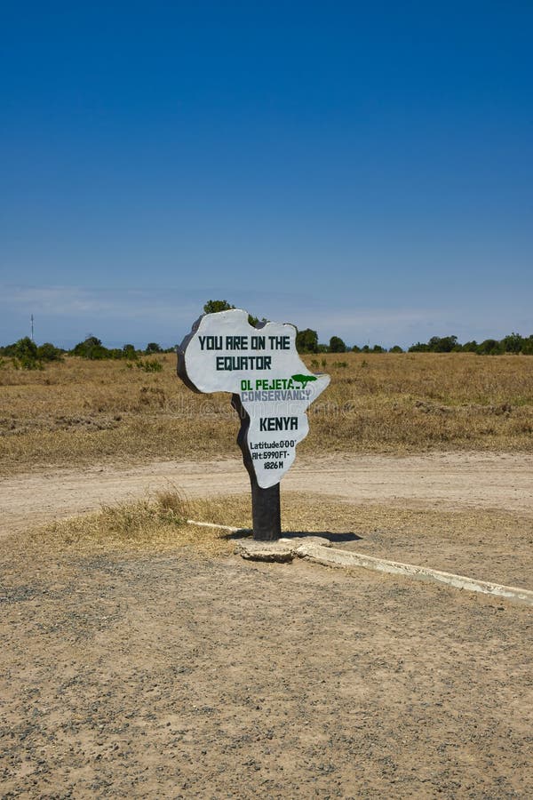 Ol Pejeta Conservancy, Nanyuki, Laikipia County, Kenya - July 25, 2021: A marker indicates the equator. royalty free stock images Ol Pejeta Conservancy, Nanyuki, Laikipia County, Kenya - July 25, 2021: A marker indicates the equator. royalty free stock images