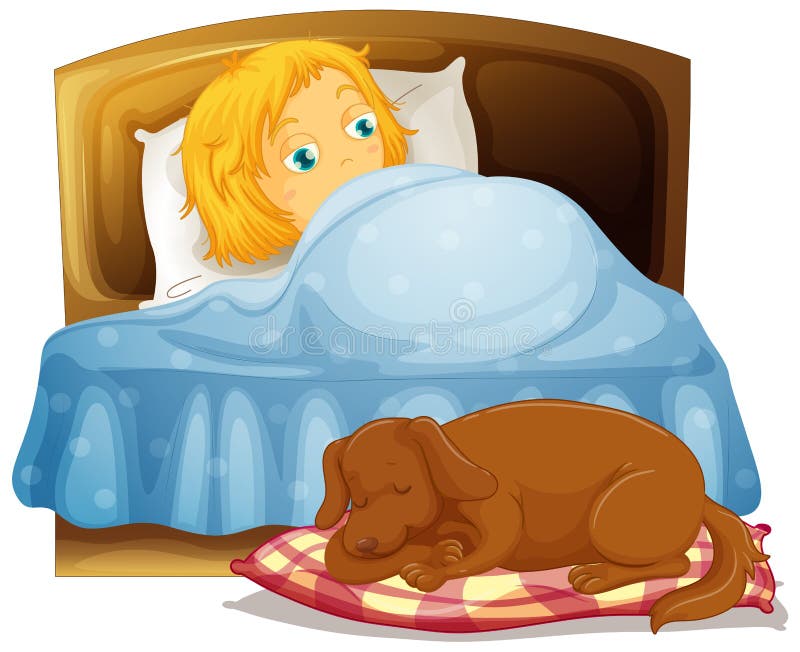 small dog in dog bed clipart