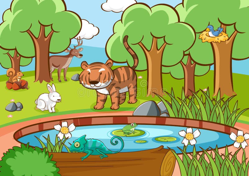 Scene with Many Animals in Forest Stock Illustration - Illustration of isolated, predator: 163203025 Scene with Many Animals in Forest Stock Illustration - Illustration of isolated, predator: 163203025