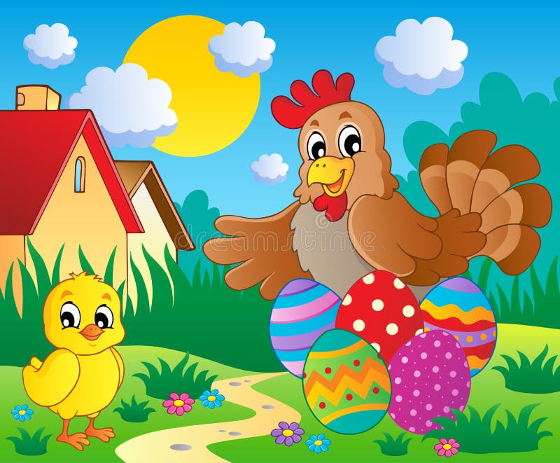 Scene with spring season theme 5 vector illustration