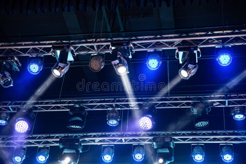 Scene, Stage Light with Colored Spotlights Stock Photo Image of event
