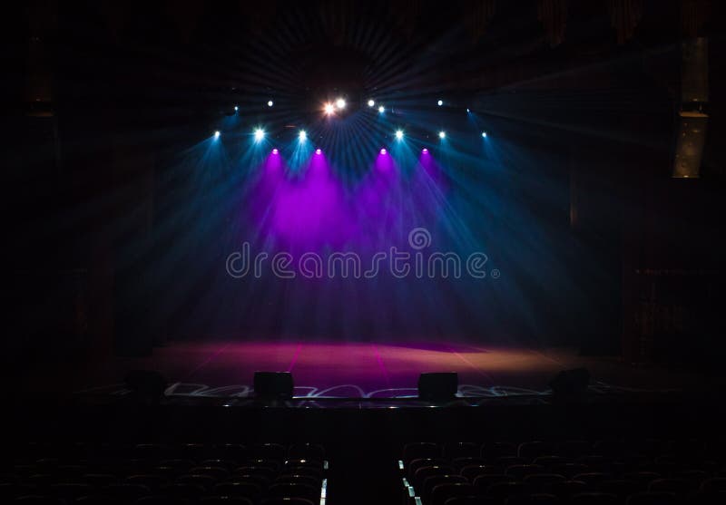 Scene, Stage Light with Colored Spotlights Stock Photo Image of