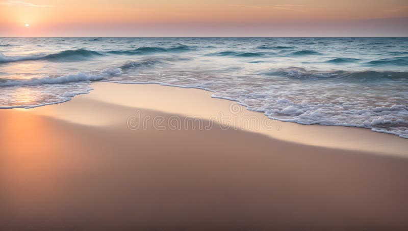 A Scene Of A Thoughtfully Introspective Sunset Over The Ocean stock illustration