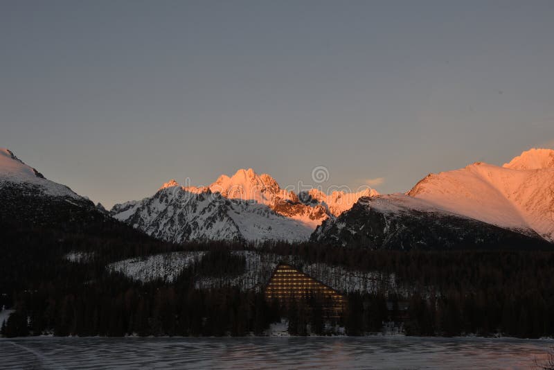 Scenery of snow covered High Tatras mountains Slovakia