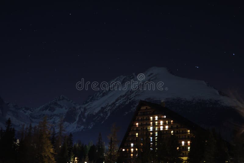 Scenery of snow covered High Tatras mountains Slovakia