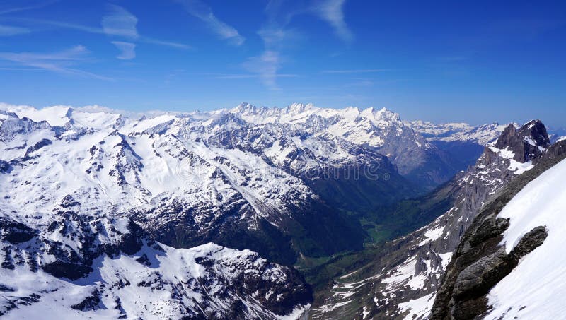 Scenery of snow mountains valley Titlis