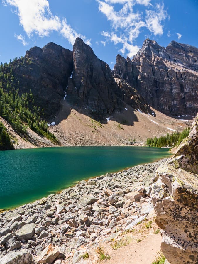 Scenic Agnes Lake And The Devil S Thumb Mountain In Banff National Park