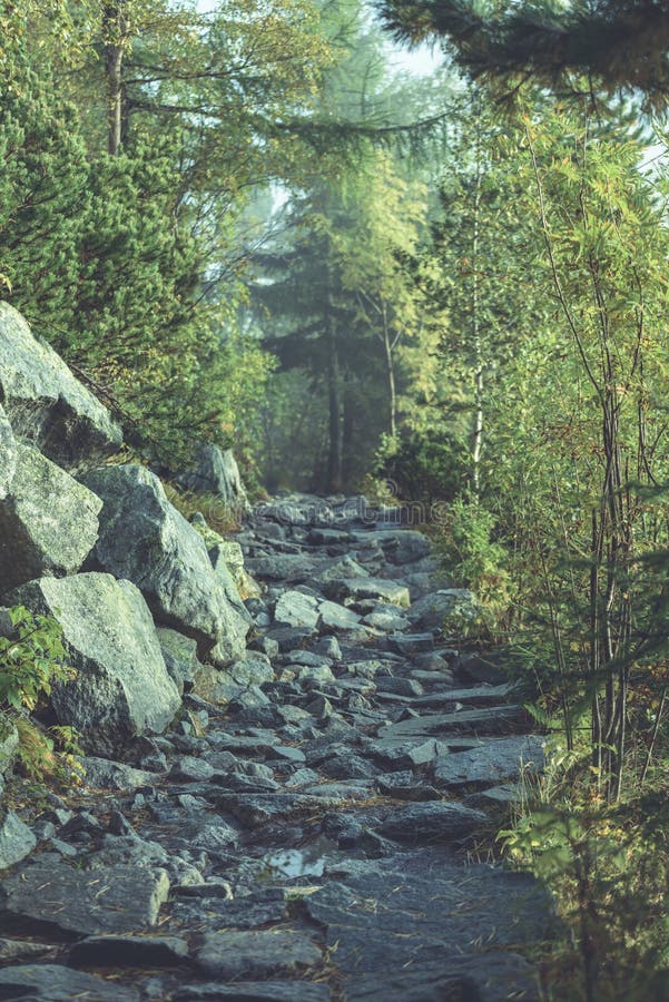 Malebná a krásná turistická stezka v parku Slovenský raj, Slovensko - vzhled historických filmů