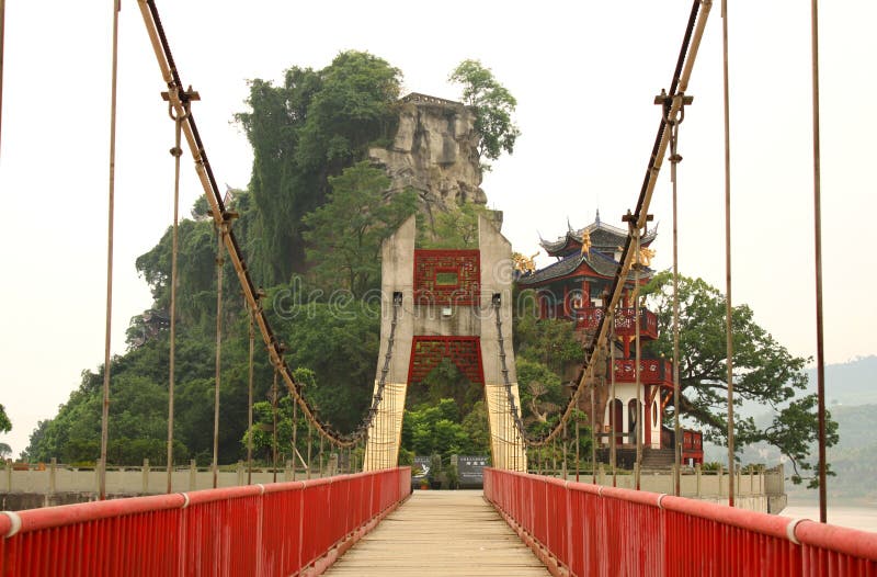 Scenic bridge and China temple