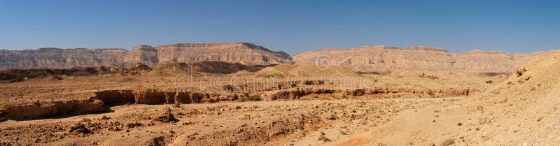 Scenic desert landscape in Negev desert