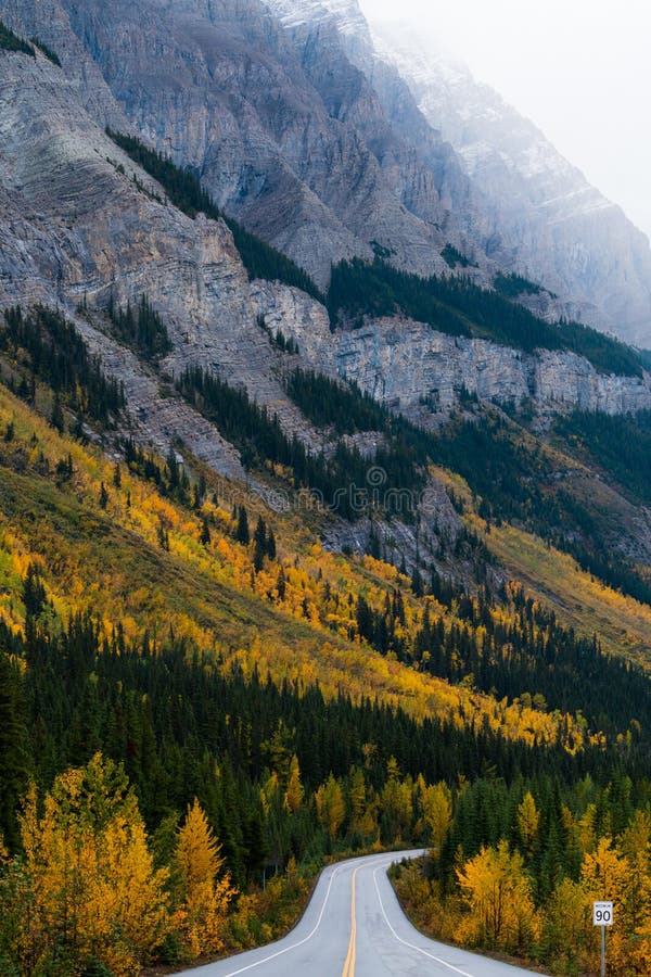 Scenic highway surrounded in autumn in Alaska