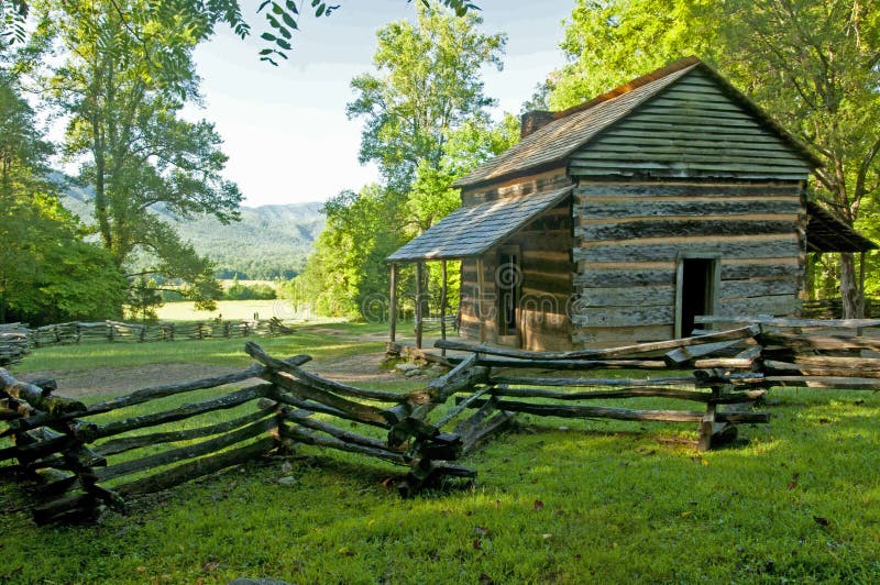 Scenic log cabin in Cades Cove.