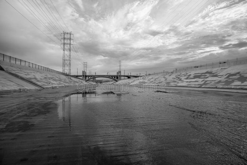 Scenic Los Angeles River Black and White royalty free stock photos