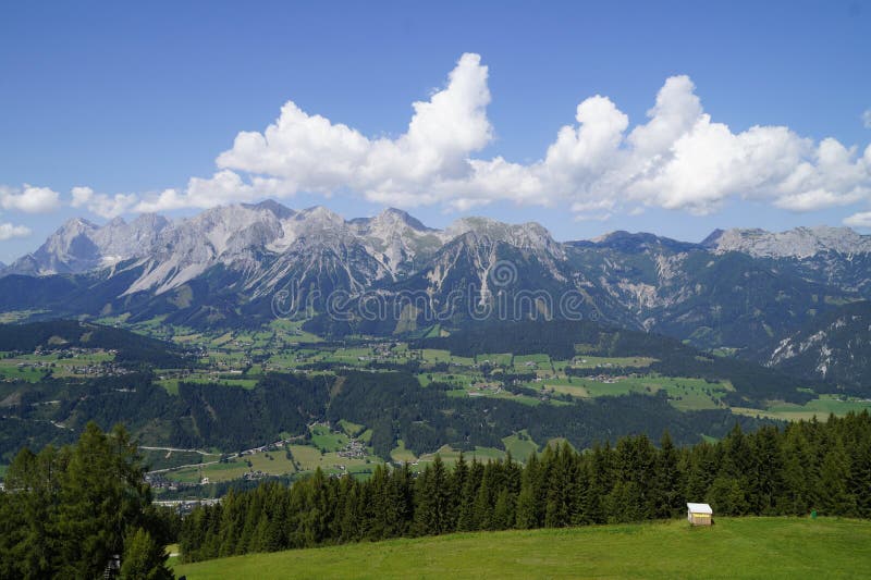 Scenic Lush Green Alpine Landscape of the Schladming-Dachstein Region ...