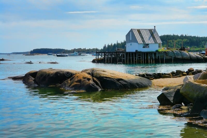 Scenic Maine Fishing Port with Picturesque Dock