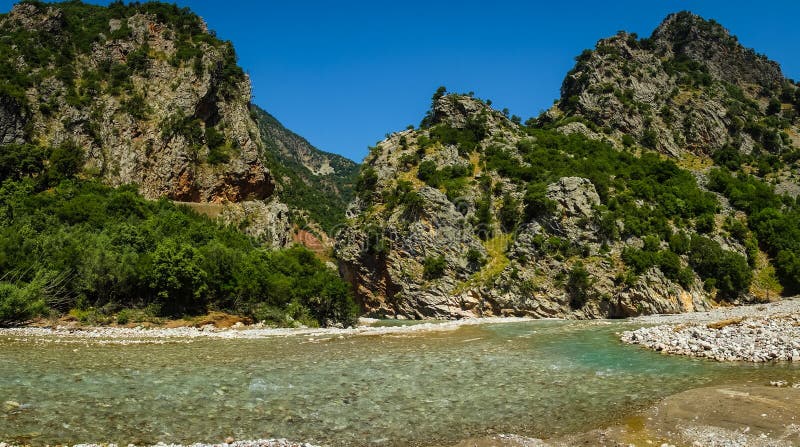 Scenic mountain landscape with Krikiliotis river, Evritania royalty free stock images