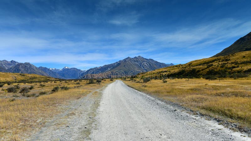 Scenic mountain ranges used for filming Lord of the Rings movie in Ashburton Lakes, New Zealand