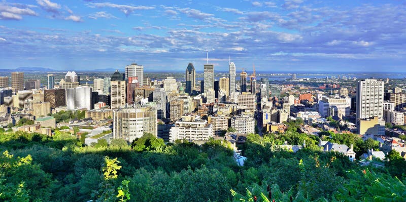 Scenic Panoramic View of Montreal in Quebec, Canada Stock Photo - Image