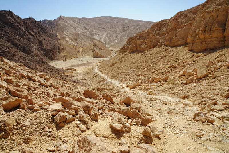 Scenic path descending into the desert valley, Israel