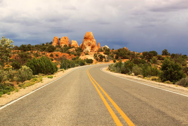 Scenic Road through Arches National Park, Utah, USA