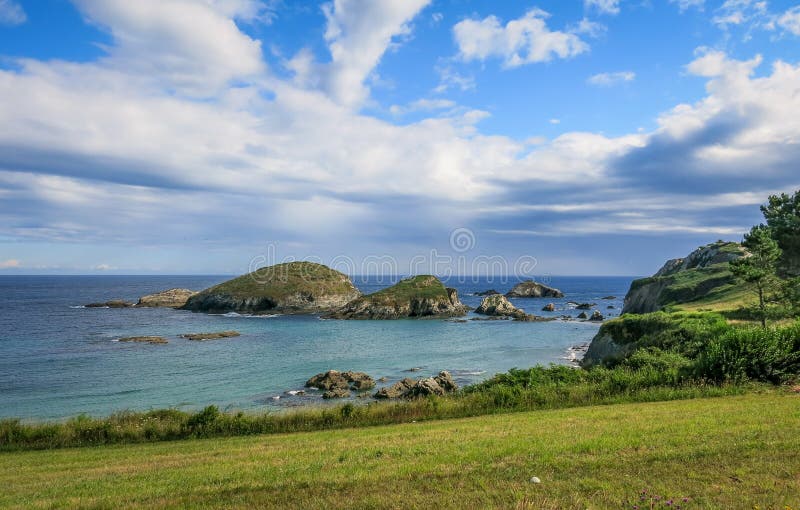 Scenic seascape at Punta de la Atalaya, Amortiza, Asturias, northern Spain stock photography Scenic seascape at Punta de la Atalaya, Amortiza, Asturias, northern Spain stock photography