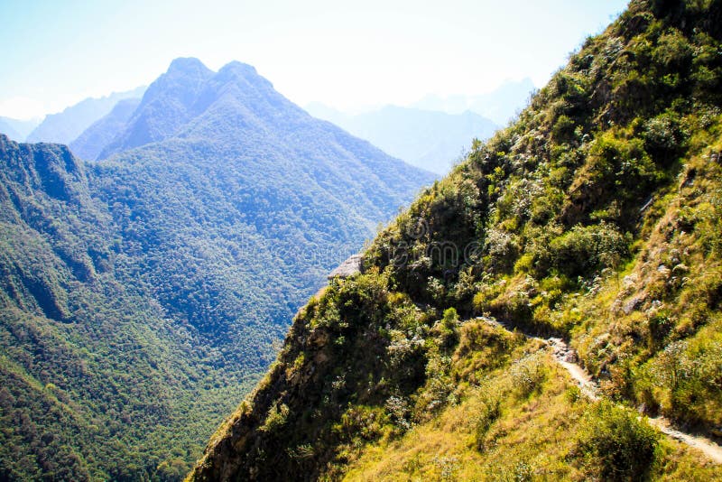 Scenic shot of mountains in Peru during a sunny day stock photography