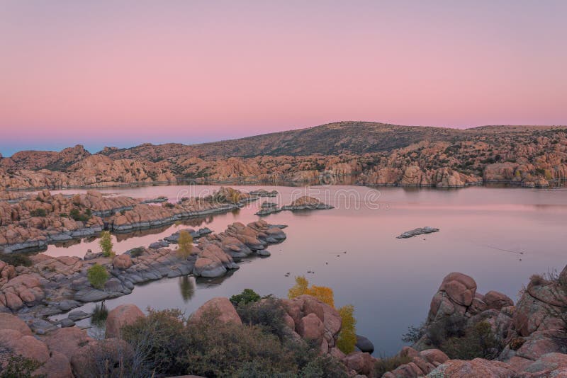 Scenic Watson Lake Prescott Arizona Landscape. A scenic sunset landscape at Watson lake Prescott Arizona