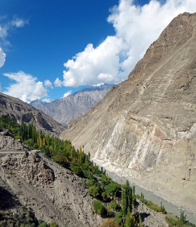 Scenic View of Karakoram Highway in Summer royalty free stock image Scenic View of Karakoram Highway in Summer royalty free stock image