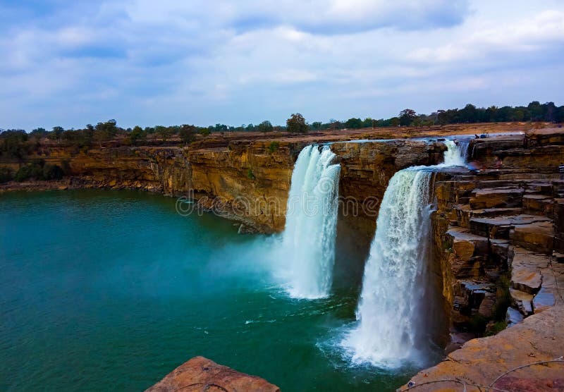 Scenic view of the Chitrakote Waterfalls in India. A scenic view of the Chitrakote Waterfalls in India