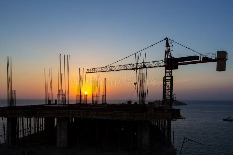 Scenic View of a Construction Site at Golden Hour Stock Image Image