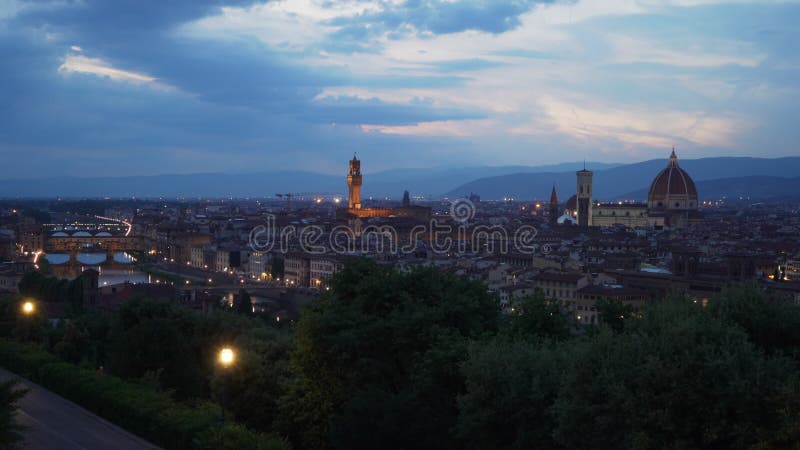 Scenic view of the Duomo and Medici Tower in Florence Italy