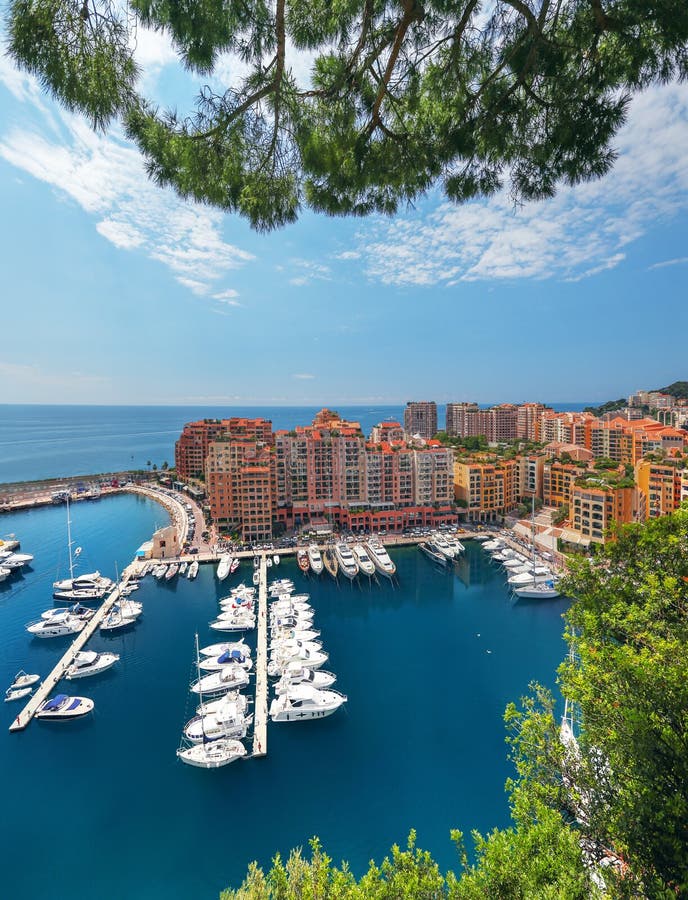 Scenic View on Fontvieille and Monaco Harbor Stock Photo - Image of ...
