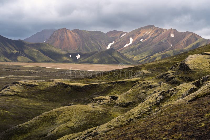 Scenic View Of Icelandic Highlands And Landmannalaugar Volcanic