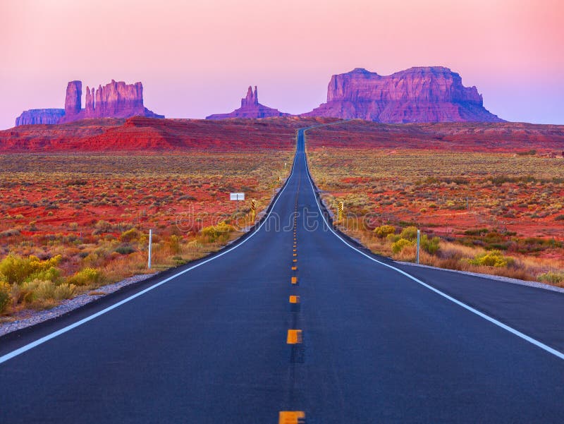 Scenic view of Monument Valley in Utah at twilight, United States
