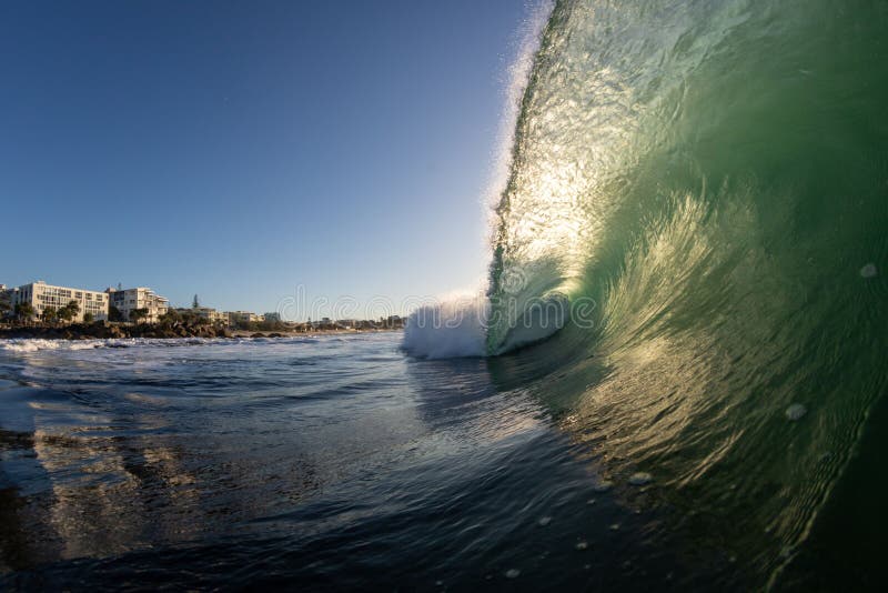 Scenic View of an Ocean Wave Against Kings Beach in California Stock