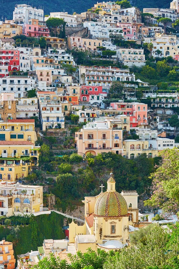 Positano, Mediterranean Village on Amalfi Coast, Italy Stock Image ...